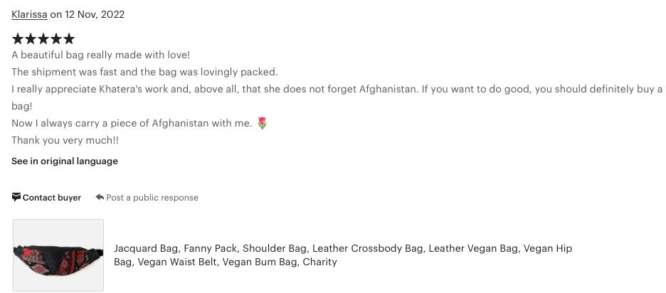 Bauchtasche Khati / Charity Afghanistan Kollektion/ vegan / Gürteltasche / Hüfttasche/ Weihnachtsgeschenk